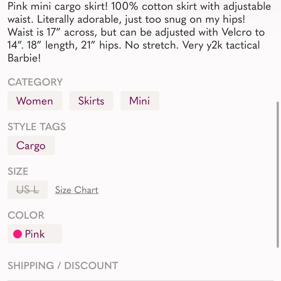 Y2K pink mini cargo skirt - Picture 5 of 5